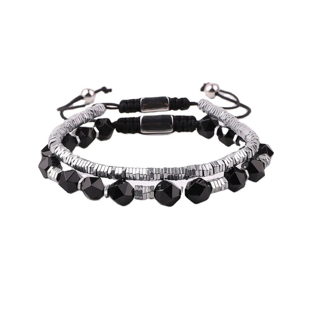 צמיד גאיה מקרמה | אבנים שחורות - Solmora